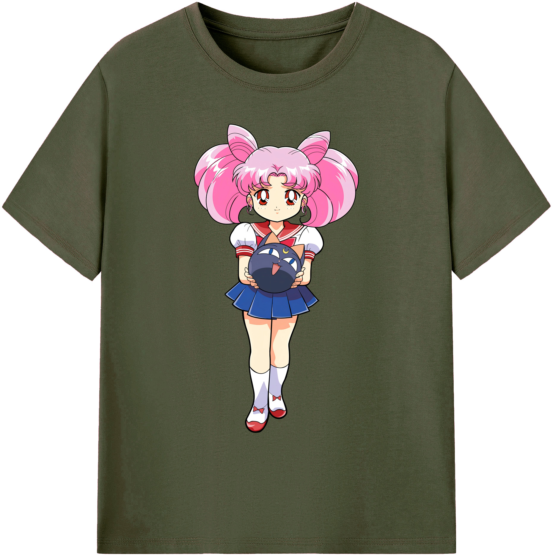 （画像用） 美少女戦士セーラームーン ちびうさ Sailor Moon Chibiusa Tsukino Usagi Small Lady Serenity 綿100％ メンズ半袖Tシャツ｜肌触りやわらか＆通気性